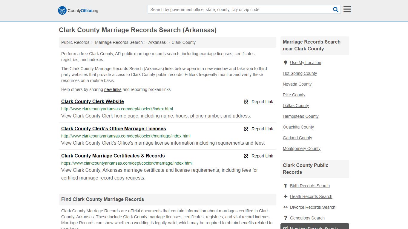 Clark County Marriage Records Search (Arkansas) - County Office